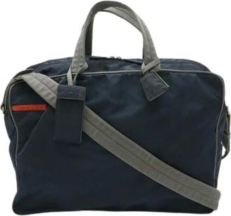Prada Pre-owned Weekend Bags, unisex, Blue, Size: ONE SIZE Pre-owned Nylon Boston Travel Bag 2Way