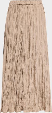 Eileen Fisher A-Line Crinkled Silk Maxi Skirt
