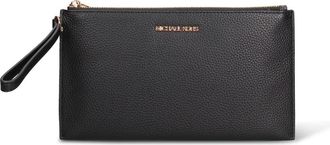 Michael Kors Jet Set Travel Large Pebbled Leather Pouch - Dames - Accessoires - Zwart - Maat: ONE Size Leer