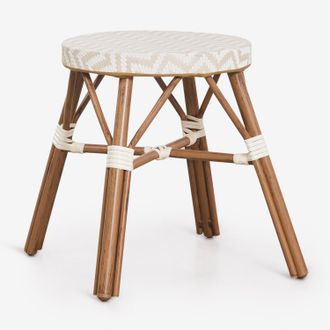 Sklum Pack De 2 Taburetes Bajos De Jard&iacute;n 45 Cm En Aluminio Y Rat&aacute;n Sint&eacute;tico Brielle Bistro Sklum
