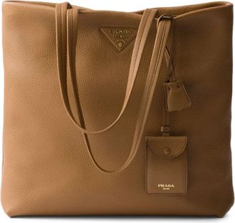 Prada Borsa tote grande in pelle - Marrone