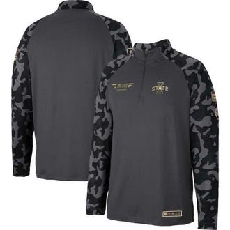 Colosseum Mens Colosseum Charcoal Iowa State Cyclones OHT Military Appreciation Long Range Raglan Quarter-Zip Jacket at Nordstrom, Size Medium