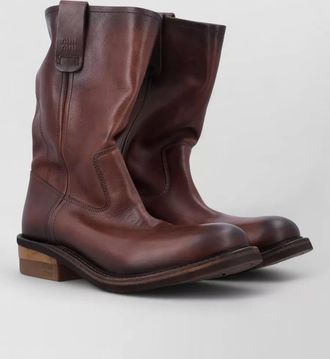 Miu Miu leather slouchy ankle boots