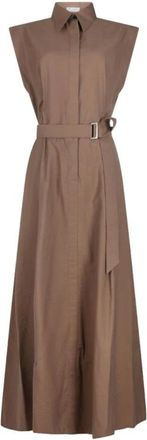 Brunello Cucinelli Brunello Cucinelli, Shirt Dresses, female, Brown, Size: XS A-line Shirt Dress