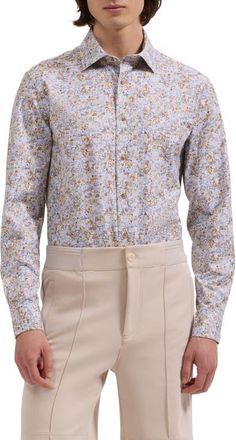 Bugatchi James OoohCotton Floral Button-Up Shirt in White/Caramel at Nordstrom, Size Xxx-Large