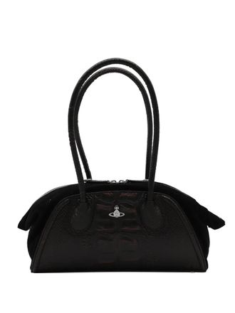 Vivienne Westwood crocodile-embossed shoulder bag - women - Suede/Leather - One Size - Brown