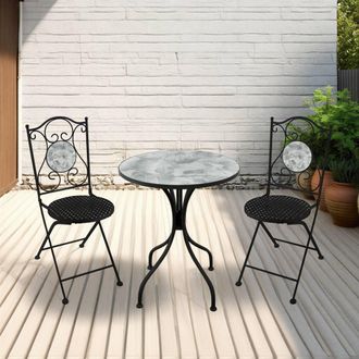 Seconique Ferne Patio Dining Set - Black/Grey Leaf in Black