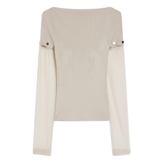 Sportmax Sportmax, Round-neck Knitwear, female, Beige, Size: L Round-neck Knitwear