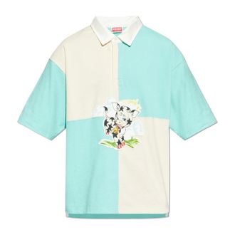 Kenzo Polo Shirts, male, Blue, Size: S Polo Shirt with Colorful Patch