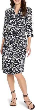 Nic+Zoe Indigo Leaf Double Crepe Shirtdress in Indigo Multi at Nordstrom Rack, Size X-Small
