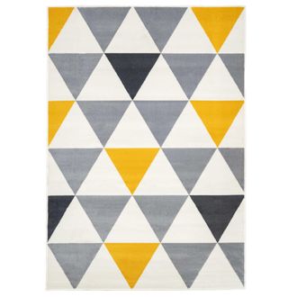 Kukoon Yellow Ochre Grey Diamond Geometric Living Area Rug | Size: 280 cm x 365 cm