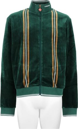 Casablanca Green Velvety High Collar Zip-Through Sports Jacket