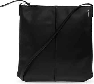 Jil Sander Linea Schoudertas - Heren - Schoudertassen - Zwart - ONE Size - Leer - Tassen