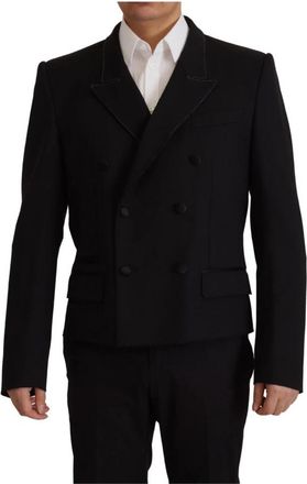 Dolce & Gabbana Elegante dubbelrijige wollen blazer - Heren - Blazers - Zwart - M - Wol - Jassen