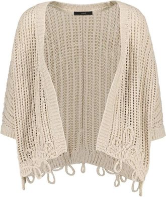 Oui Truien & Vesten, Dames, Beige, L, Katoen, Opengebreid Vest