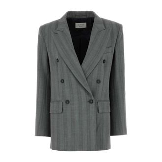 Sportmax Sportmax, Blazers, female, Gray, Size: 3XS Embroidered Stretch Wool Blend Blazer