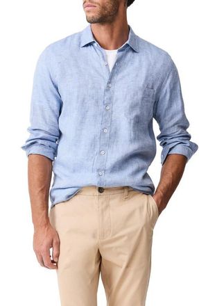 Rodd & Gunn Coromandel Button-Up Linen Shirt in Denim at Nordstrom, Size Xxx-Large
