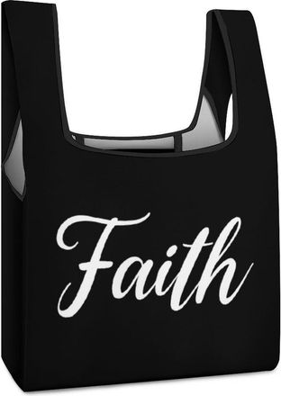 Generic Faith Reusable Shopping Bags Lightweight Foldable Grocery Bag Polyester Washable Tote Bag