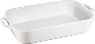 Staub Plato Rectangular, Blanco, 13 X 9 - Blanco - Staub