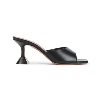 Amina Muaddi Black Leather Heels