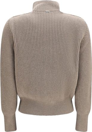 Herno Merino Wool Ribbed Cardigan - Beige
