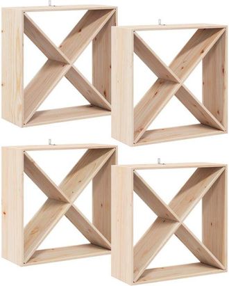 vidaXL Estante De Vino 4 Pcs Natural 62 X 25 X 62 Cm Vidaxl