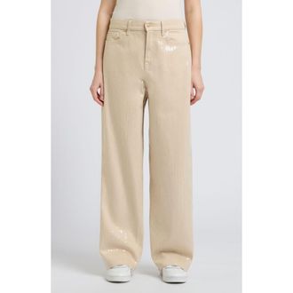 7 For All Mankind Lotta Sequin High Waist Wide Leg Jeans in Radiance at Nordstrom, Size 26