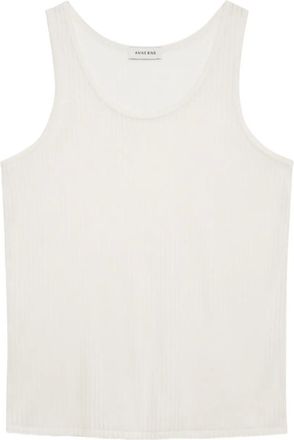 Anine Bing Top smanicato Eugene a coste - Bianco