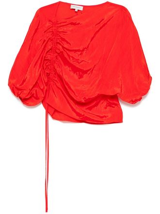 Lee Mathews drawstring cuffs top - women - Viscose/Nylon - 2 - Red