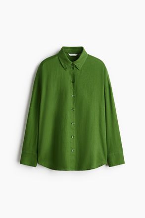 H&M Oversized Bluse aus Leinenmix - Gr&uuml;n
