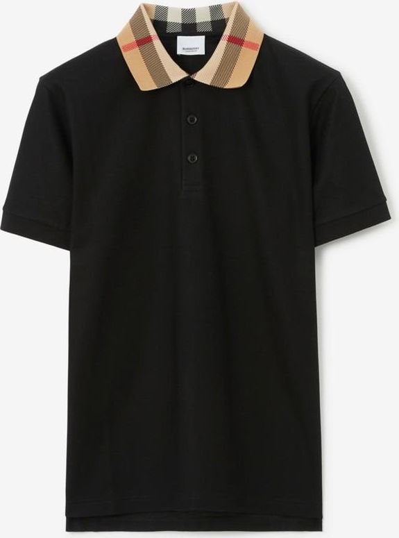 Check Collar Cotton Polo Shirt