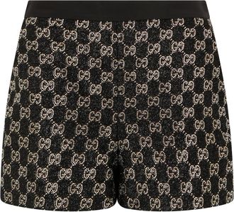 Gucci Short Shorts, female, Black, Size: 2XS Embroidered Wool Tweed Lam&eacute; Shorts