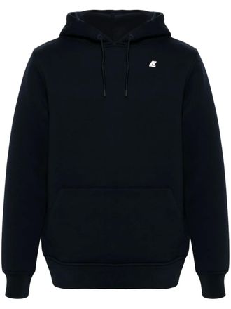 K-Way logo-print jersey hoodie - men - Elastane/Viscose/Polyester - S - Blue