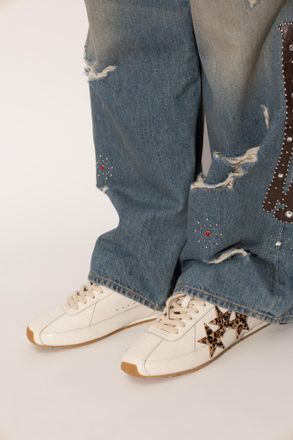 Amiri Leopard Pacific Flat Sports Shoes, Womens, White