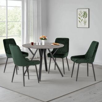Seconique Athens Round Dining Set with Avery Chairs in Green