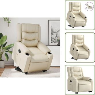 vidaXL Schienale elettrico - vidaXL Poltrona Alzapersona Reclinabile Crema in Similpelle - Poggiapiedi elettrico
