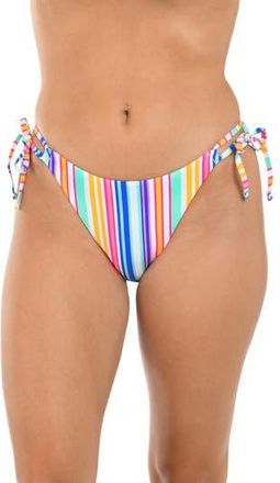 Citrus Shore Stripe Side Tie Bikini Bottoms in White Multi at Nordstrom Rack, Size X-Small