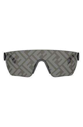 Fendi 142mm Rimless Mask Sunglasses in Matte Black /Smoke Mirror at Nordstrom