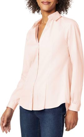 Jones New York Solid Button-Up Cotton Shirt in Rose at Nordstrom, Size X-Small