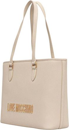 Love Moschino Womens Logo-Embossed Tote Beige Polyurethane