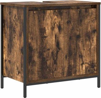 vidaXL Bathroom Basin Cabinet Smoked Oak 60x34.5x60 cm Vidaxl