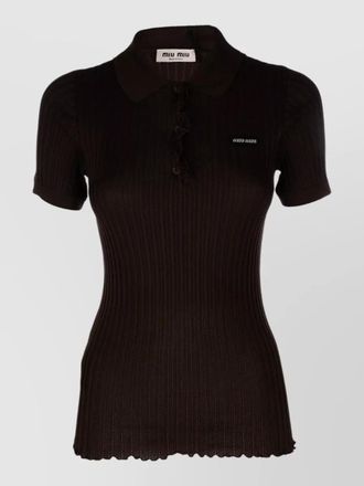 Miu Miu short sleeve polo top ribbed buttons