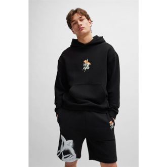 HUGO BOSS Hugo Mens Hooded Relaxed Fit Long Sleeve Sweatshirt in Black 001 - Size Medium