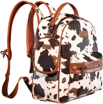 Montana West Womens Wrangler Cowprint Backpacks In Brown