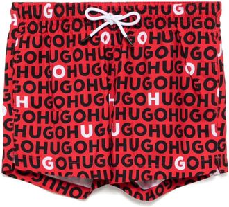 BOSS logo print swim shorts - men - Polyester/Polyester - S - Red