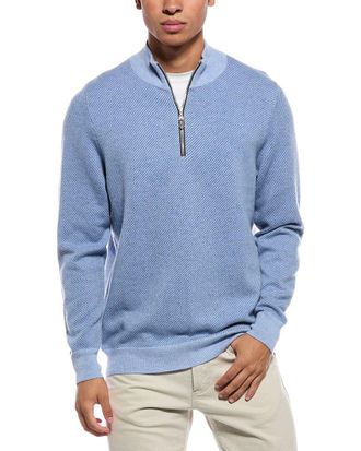 N.Peal N.Peal Temple Jacquard 1/2-Zip 100% Cashmere Mock Neck Sweater