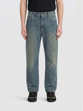 Balmain Jeans Balmain in denim di cotone con motivo monogram