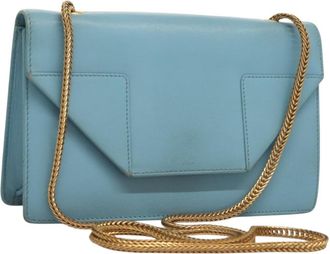 Saint Laurent Betty Leather Blue Leather Handbag (Pre-Owned)