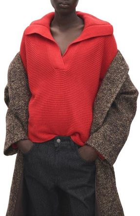 Mango Manzana Dolman Sleeve Polo Sweater in Red at Nordstrom, Size Medium