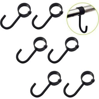 OEM Juego De 6 Ganchos Deslizantes De Acero Inoxidable Para Almacenamiento En La Cocina - Negro - Di&aacute;metro: 25 Mm - Crezuo